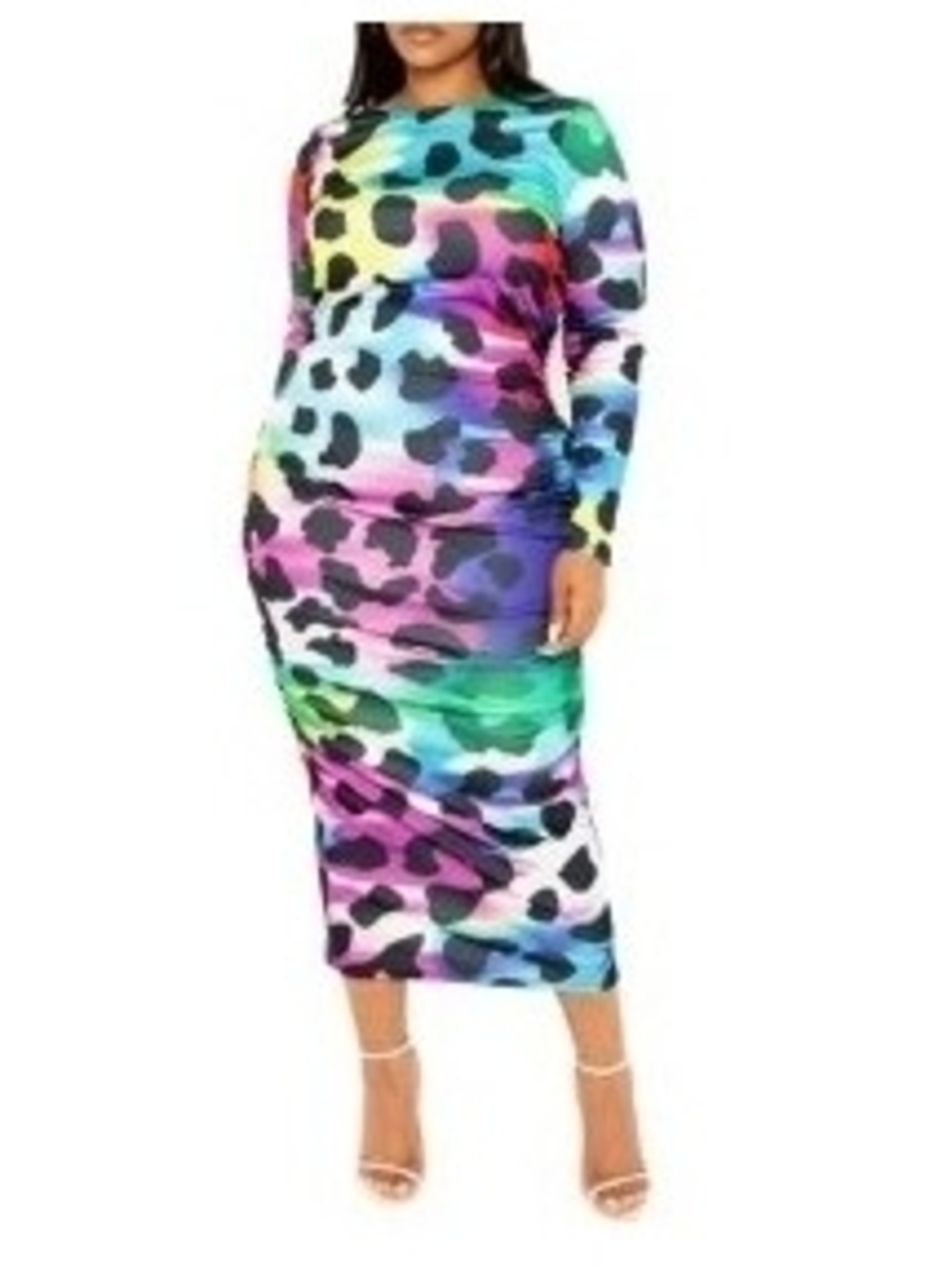 Buxom Multicolor Leopard Print Long Sleeve Midi Dress